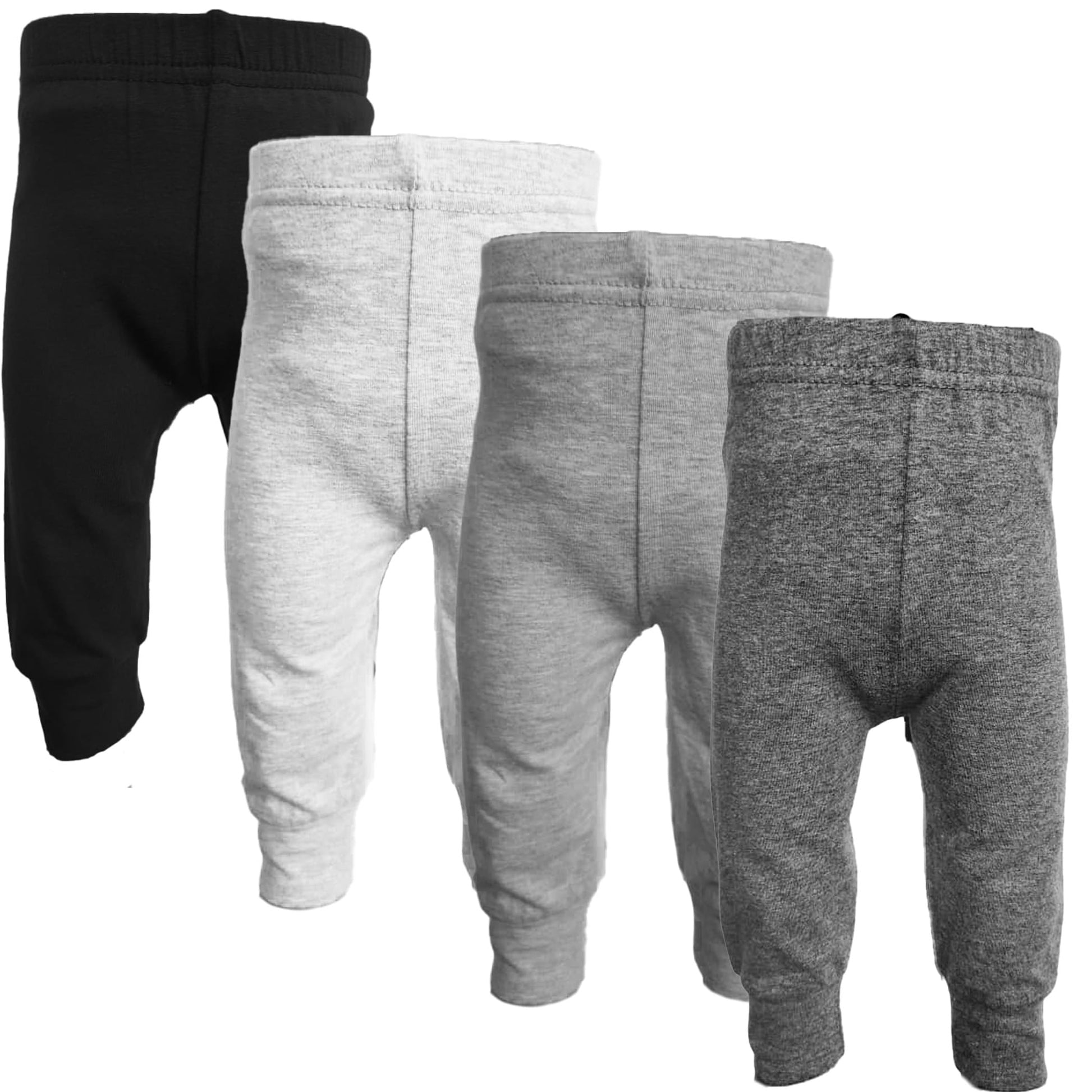 123 Bear Infant and Toddler Soft Cotton Spandex Boys and Girls Pants Multipacks (Black 2, 6-12 Months)