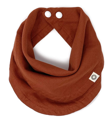 Kishu Baby Indi Gots Organic Infinity Scarf Bib - 4-Way Reversible, 8 Layer Muslin Drool Bib (Rust)