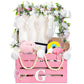 Juexica Wooden Baby Shower Crate Closet Baby Basket with Handle Box with Butterfly Eucalyptus Garland Bead Artificial Flowers La