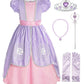 ReliBeauty Girls Short Sleeve Costume Princess Dress with Accessories, Lilac, 6/140
