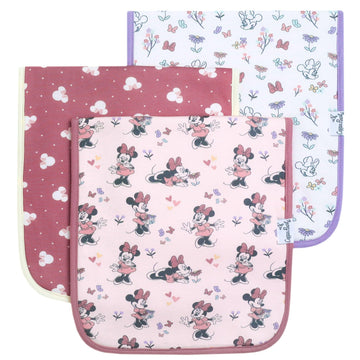 Baby Burp Cloth Large 21''X10'' Size Premium Absorbent Triple Layer 3-Pack Gift Set 'Minnie Mouse' By Copper Pearl