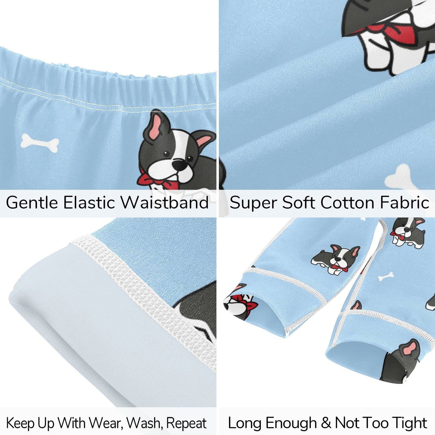 Vvfelixl Baby Bodysuits Pants Sets Boston Terrier Dog Short Sleeve Baby Clothes For Boys Girls 3-6 Months Puppy Blue