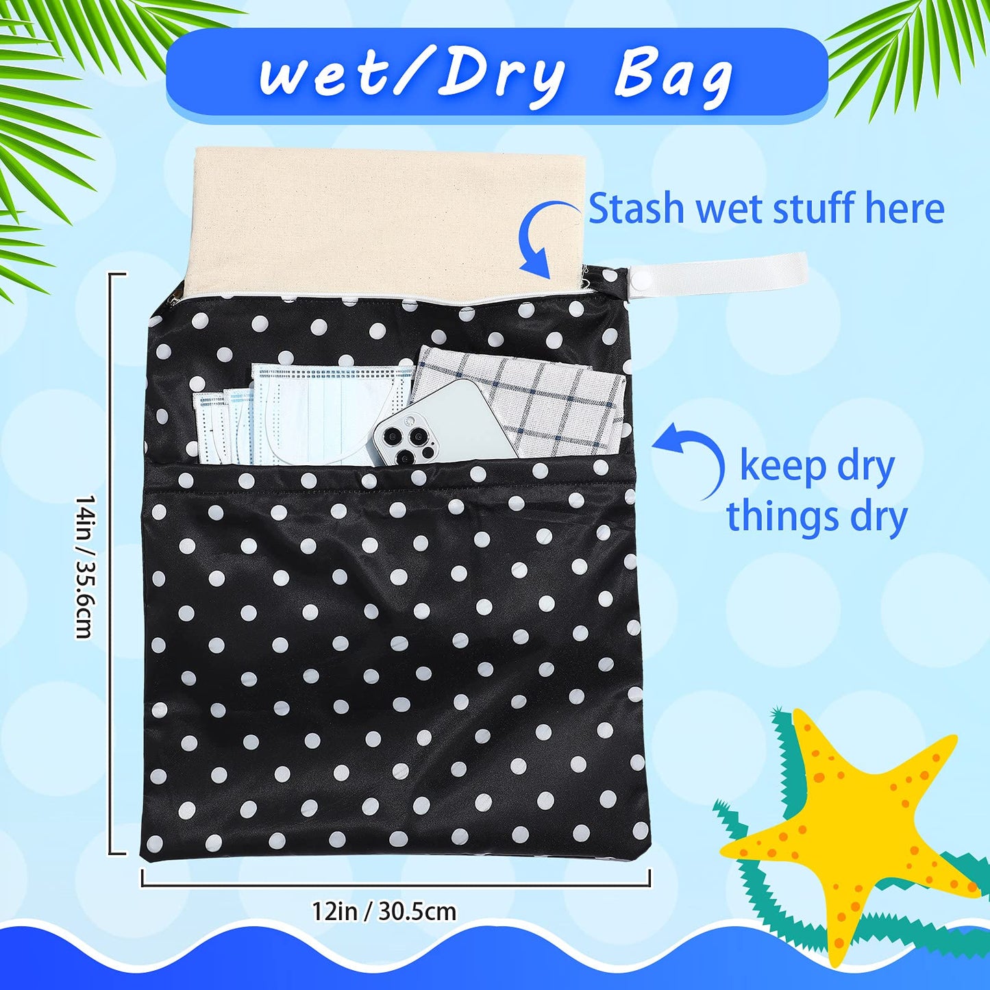 Frienda 4 Pieces Wet Dry Bag for Baby Waterproof Reusable Washable Diaper Bag Sealed with Handle for Travel, Beach, Swimsuit, Di