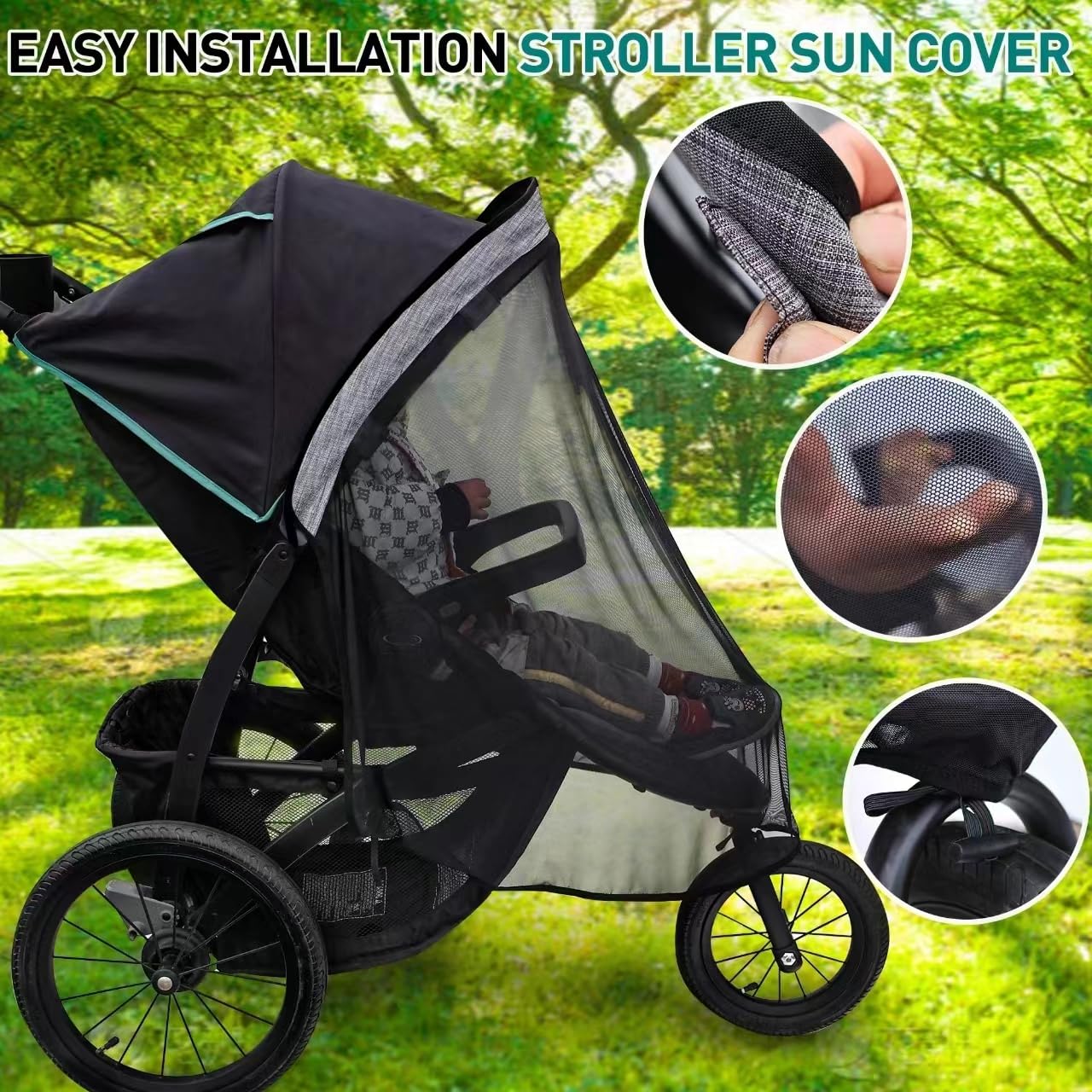Stroller Sun Shade - Universal Stroller Sun Shade For Travel Strollers, Jogging Strollers; Baby And Toddler Travel Essential; Sa