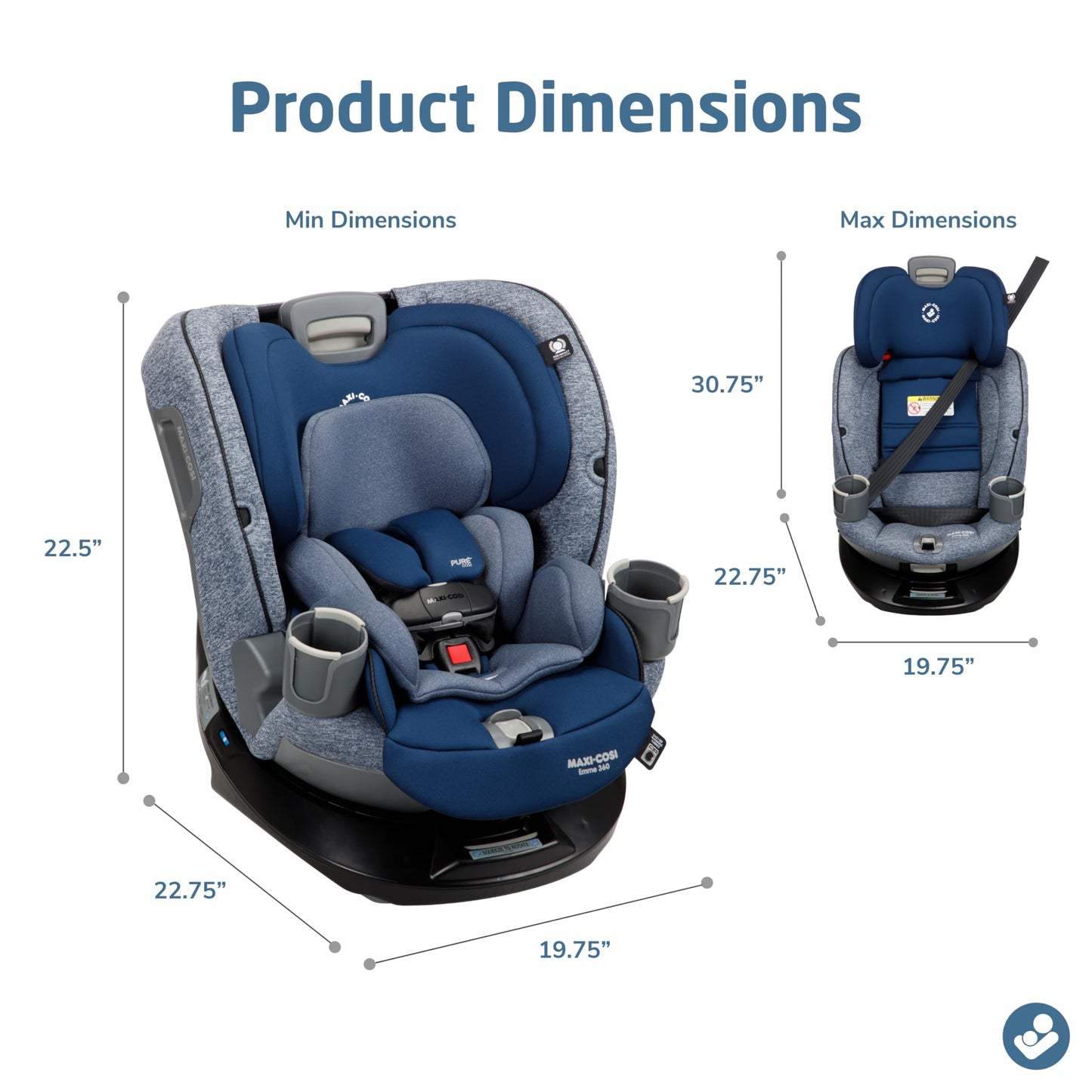 Maxi-Cosi Emme 360 Rotating Convertible Car Seat In Navy Wonder