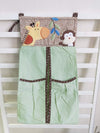 CribMATE 1 PC Embroidery Giraffe Monkey Diaper Bag, Cute Cartoon Baby Diaper Hanging Bag, Gift Idea (Green Giraffe monkey)