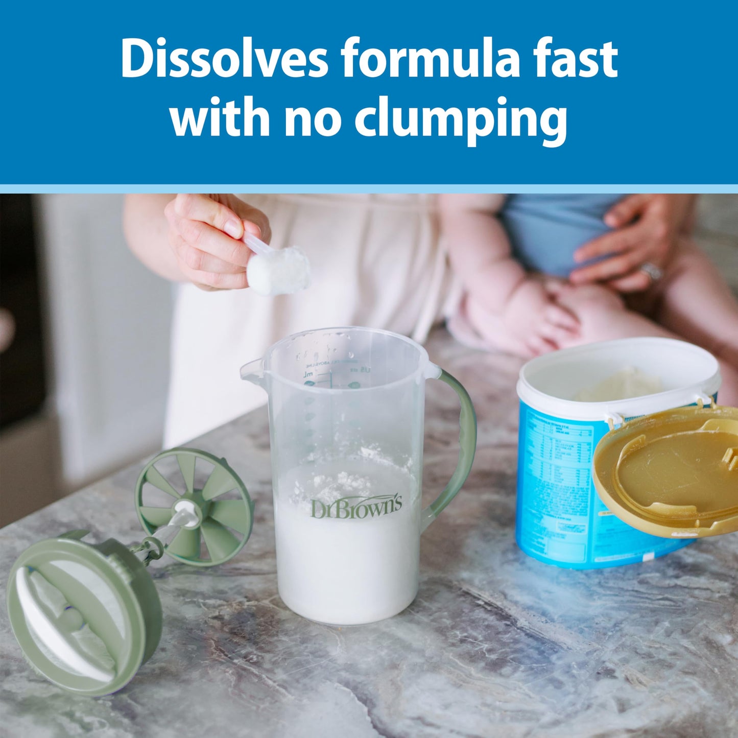 Dr. Brown'S Baby Formula Mixing Pitcher With Adjustable Stopper, Locking Lid, & No Drip Spout, 32Oz, Bpa Free, Orange