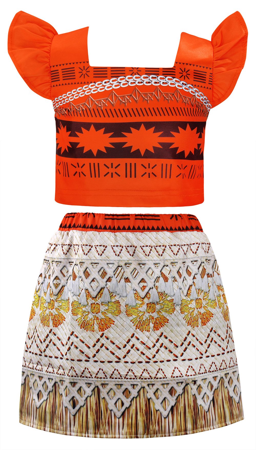 Cotrio Moana Princess Costume For Girls Birthday Party Dresses Toddler Kids Two-Pieces Skirt Set Halloween Dress Up Outfits Size