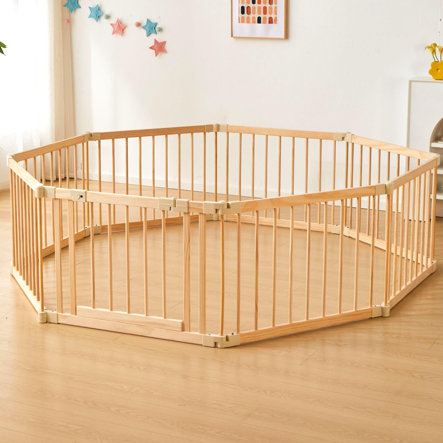 Baby Playpen Door Wooden Fence Large With Door Gate,Wooden Playpen For Babies And Toddlers,Wooden Baby Playpen With Door, Change