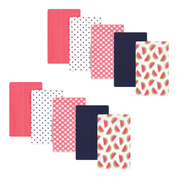 Hudson Baby Unisex Baby Cotton Flannel Burp Cloths, Watermelon, One Size
