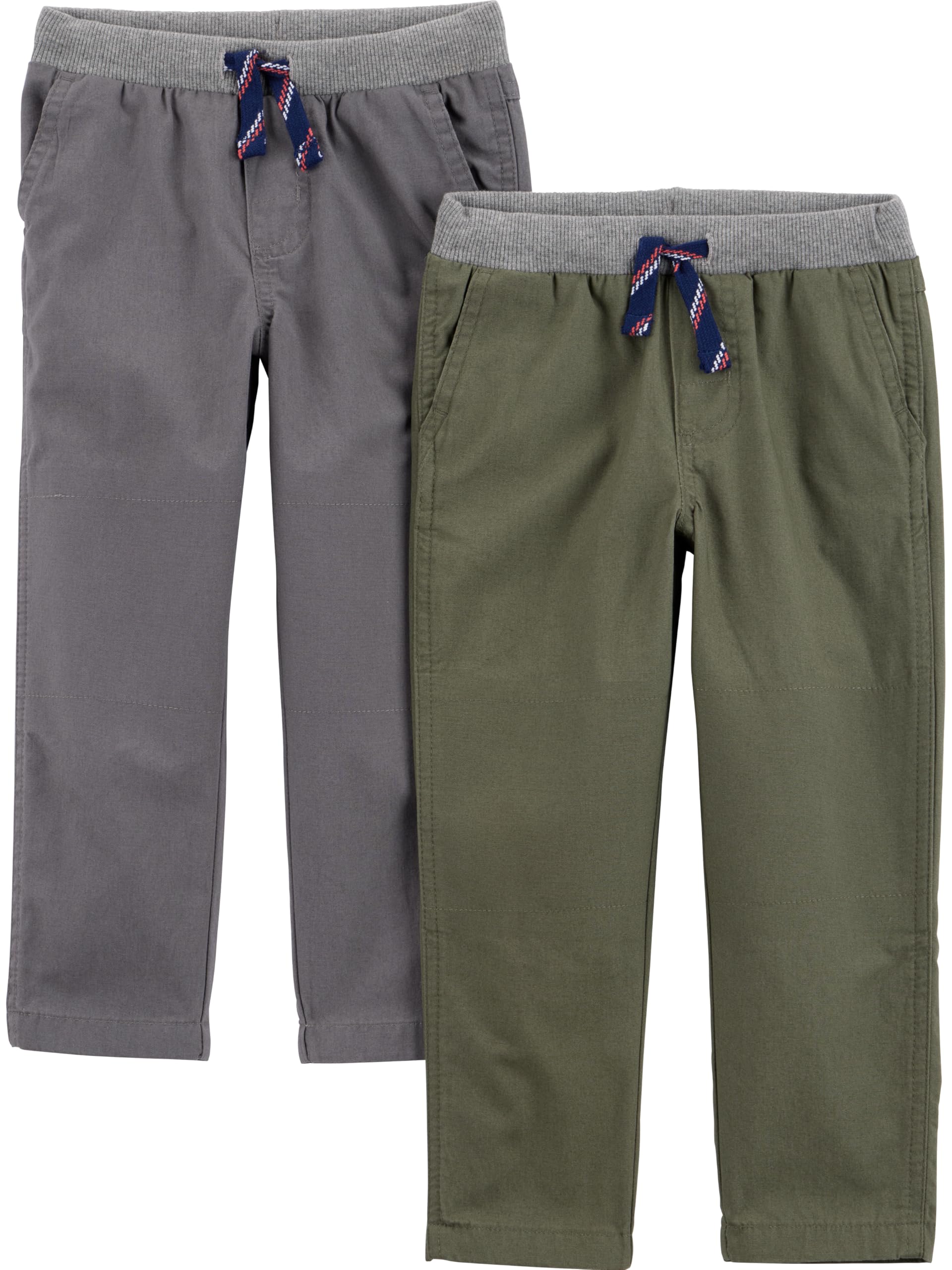 Simple Joys by Carters Baby Boys 2-Pack Pull On Pant, Green/Grey, 3T