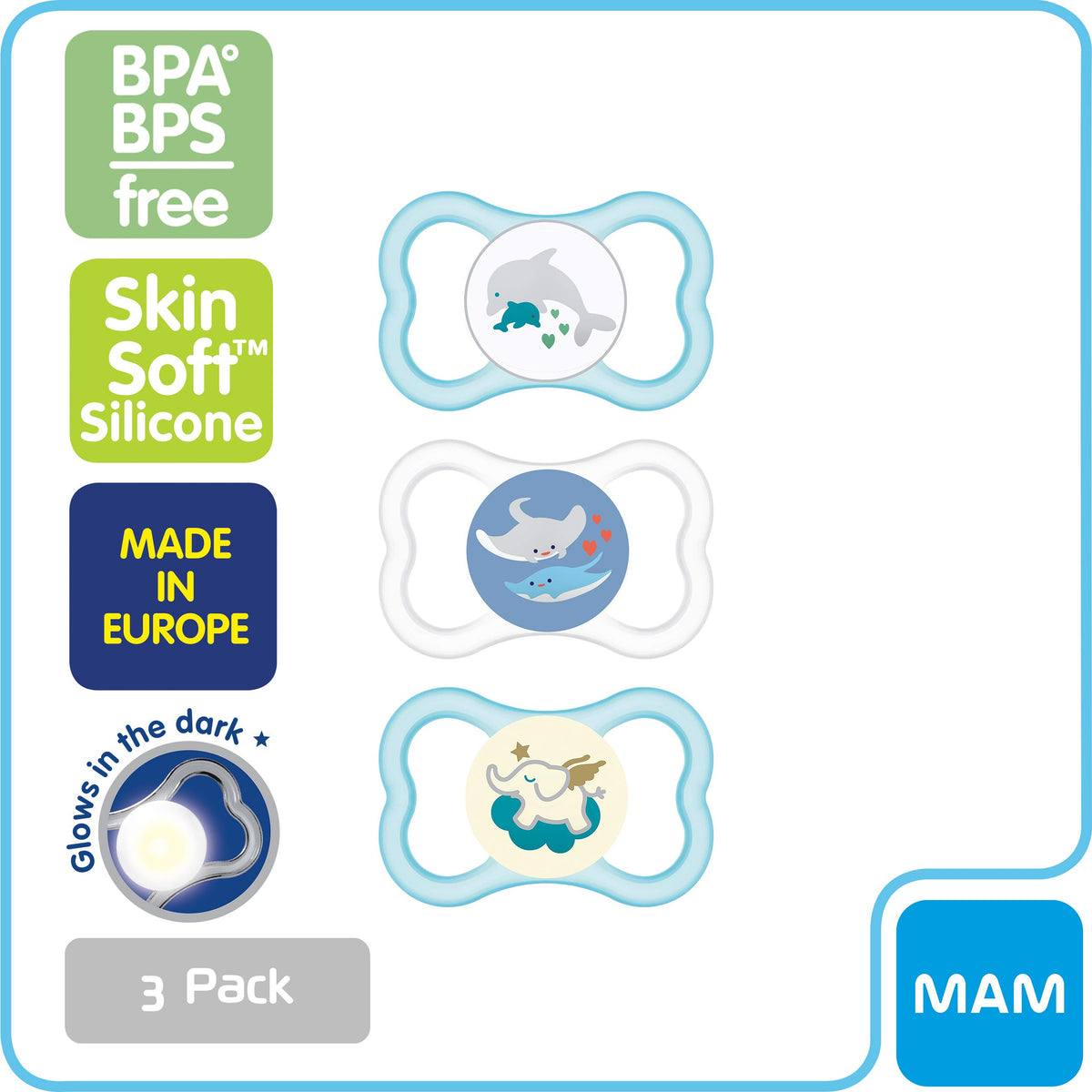 Screen Pacifier Mam Air Day & Night Baby Pacifier, For Sensitive Skin, Glows In The Da ...