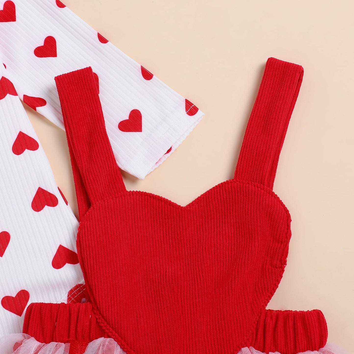 Christmas Baby Girl Outfit Newborn Cute Elk Fly Sleeve Romper Overall Dress Infant Girls Fall Winter Skirt Set (Tulle Valentines