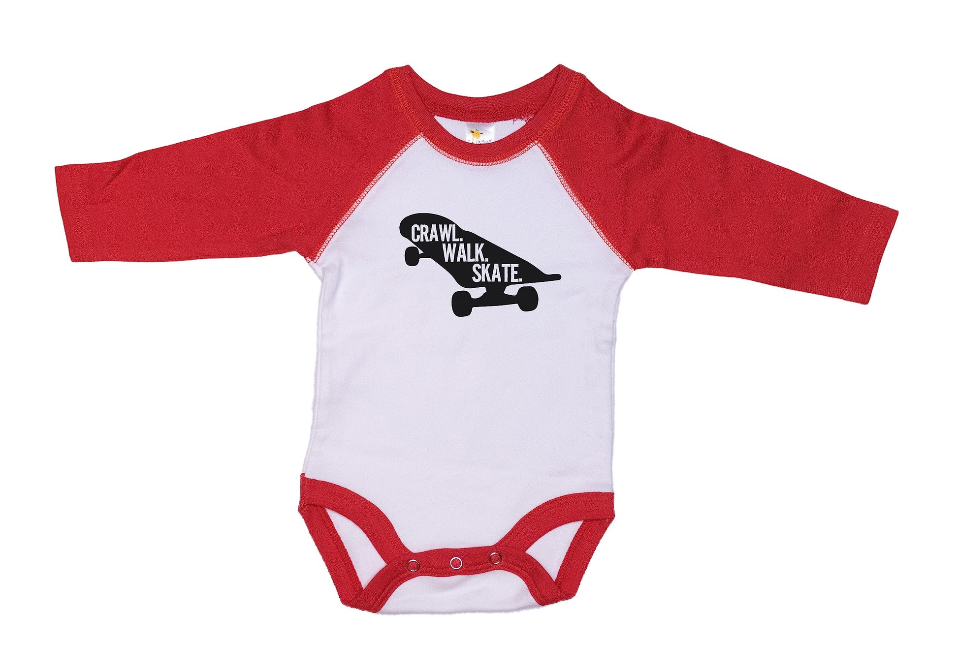 Ebenezer Fire Skateboarding Onesie/Crawl Walk Skate/Raglan Bodysuit/Gift For Newborn (0-3M, Red)