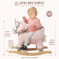 Rock My Baby Rocking Horse with Chair, Pink Unicorn Pony Rocker with Realistic Unicorn Music. Rocking Animal. Wooden Rocking Hor