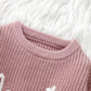 My First Valentines Day Baby Girl Outfit Baby Valentines Day Sweater Love Embroidery Knit Pullover Sweatshirt Top(B-Pink,12-18 M