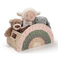 Knitus Rainbow Rope Basket, Handwoven Paper Rope Baby Toy Storage Basket with Handle for Nursery, Diapers, Clothes, Books & Toys