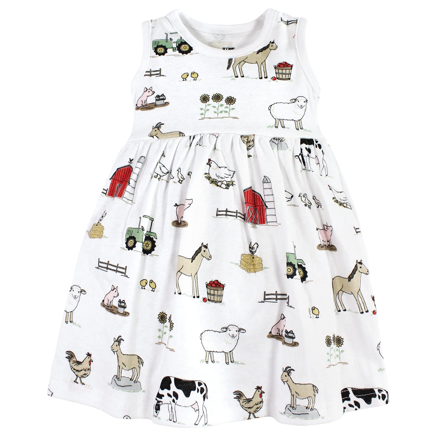 Hudson Baby Baby Girls' Cotton Dress And Cardigan Set, Farm, 9-12 Months