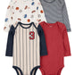 CarterS Baby 4Pack Long Sleeve Sports Jersey Bodysuits  Soft Cotton, Overlap Shoulders, Snug Fit, Everyday OnePiece Essentia