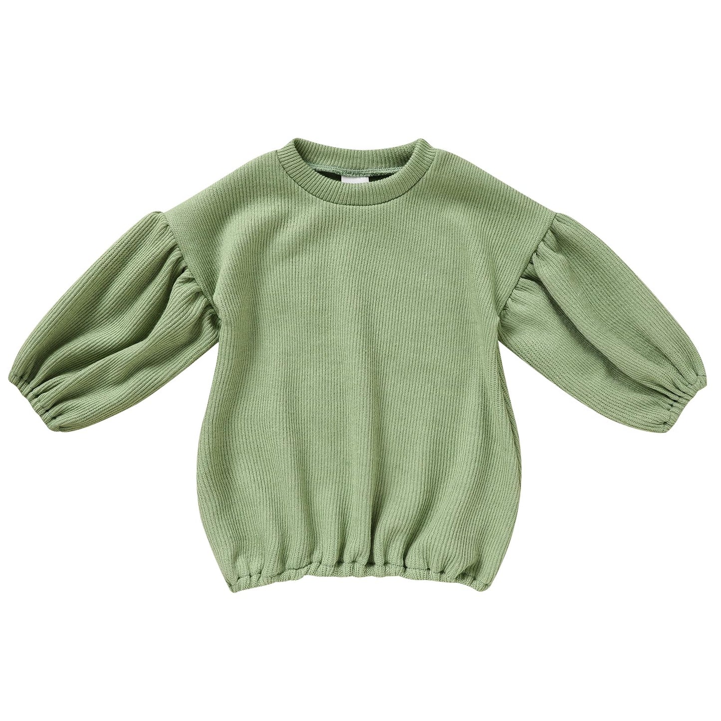 Toddler Baby Girl Sweater Round Neck Loose Long Sleeve Candy Color Knitted Pullover Tops Autumn Winter Sweatshirt (Green #2, 4-5