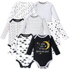 Hudson Baby Unisex Baby Cotton Long-Sleeve Bodysuits, Moon And Back, 9-12 Months