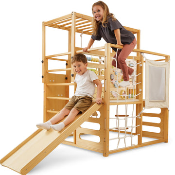 Avenlur Montessori Gym Alpine Wooden Jungle Gym with Indoor Swing, Toddler & Baby Climbing Toys, Rock Wall Perfect for Active Fu