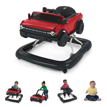 Bright Starts Ford Bronco 4-In-1 Red Baby Activity Center & Push Walker With Removable Interactive Steering Wheel -Toy, 6 Months