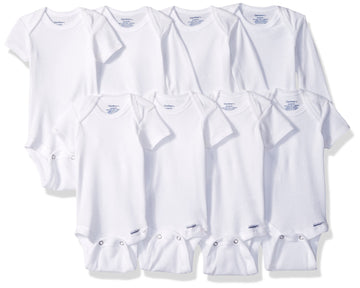 Gerber Baby 8-Pack Onesies Bodysuits, White Long Sleeve Short Sleeve, 6-9 Months