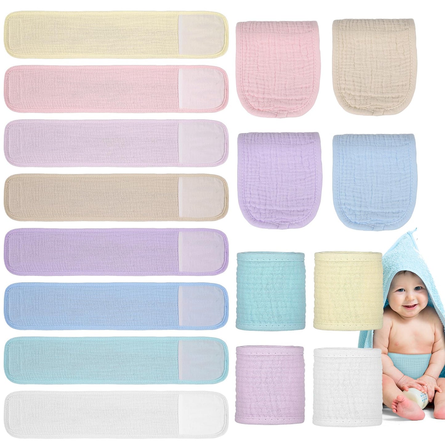 Vabean 8 Pcs Baby Infant Umbilical Cord Comfort Adjustable Cotton Belly Band For Protection, Baby Gifts For 0 To12 Months (Simpl