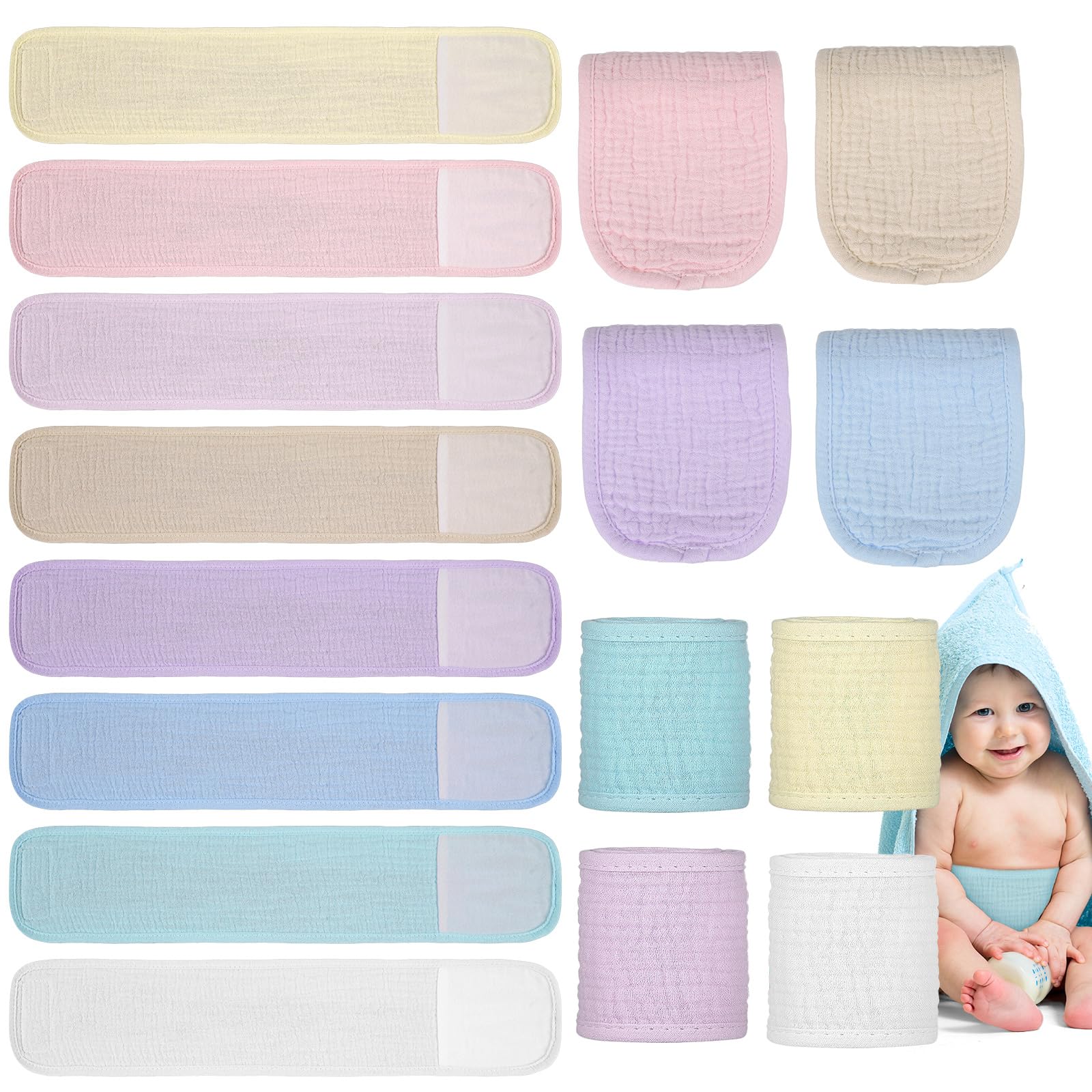 Vabean 8 Pcs Baby Infant Umbilical Cord Comfort Adjustable Cotton Belly Band For Protection, Baby Gifts For 0 To12 Months (Simpl