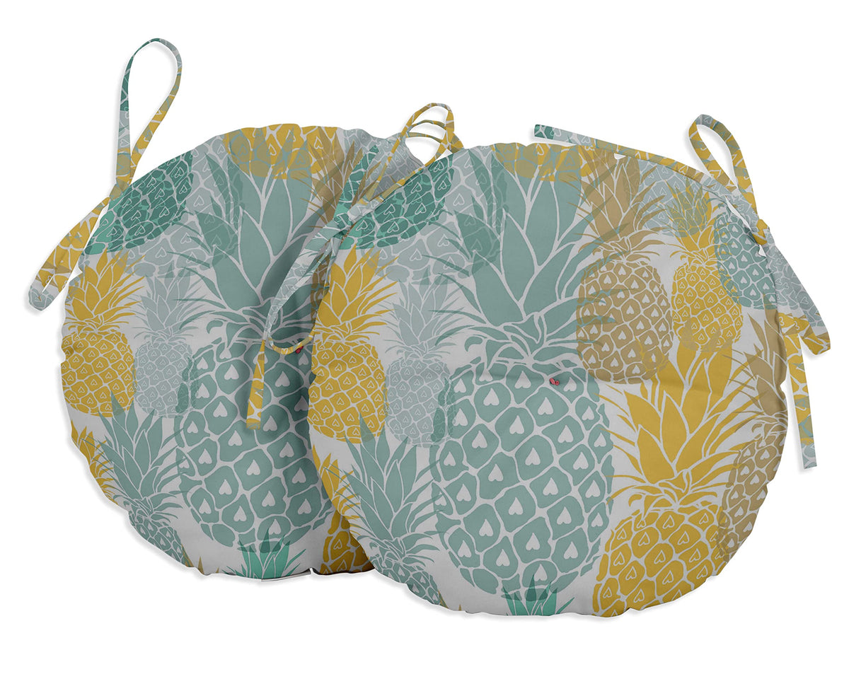 Vargottam Indoor/Outdoor Round Bistro Chair Cushions Block Print 15Inch Bistro Chair Pads Waterproof Seat Chair Cushion for Hom