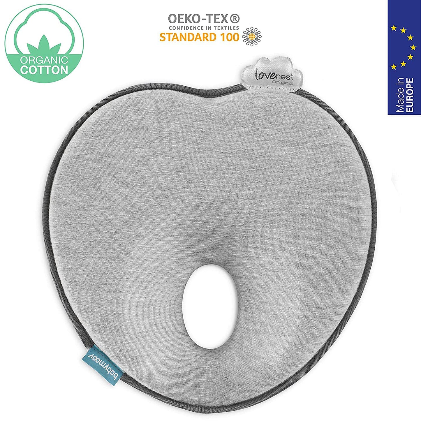 Babymoov Lovenest Organic Baby Infant Cushion, Pediatrician Designed Versatile, Comfortable, Machine-Washable Head And Neck Supp