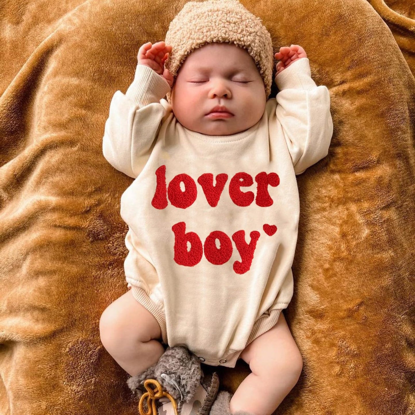 Lucikamy Newborn Baby Boy Girl Valentine'S Day Outfits Sweatshirt Romper Infant Long Sleeve One Piece Romper Spring Clothes (Bei