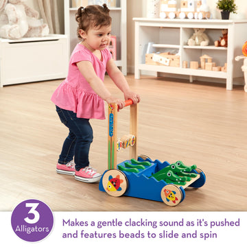Melissa & Doug Deluxe Chomp and Clack Alligator Push Toy and Activity Walker - Wooden Baby Push Walker For Ages 1+