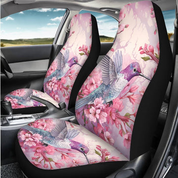 Whosucclay Hummingbird Floral Pink Car Front Seat Cover for Women Men, 2pcs Automotive Seat Cover Seat Protectors Cushion for SU