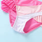 Younger Tree Toddler Girls Two Pieces Swimsuit Color Block Stripe Swimwear Summer Beach Bathing Suit (S Red 18-24 Months)