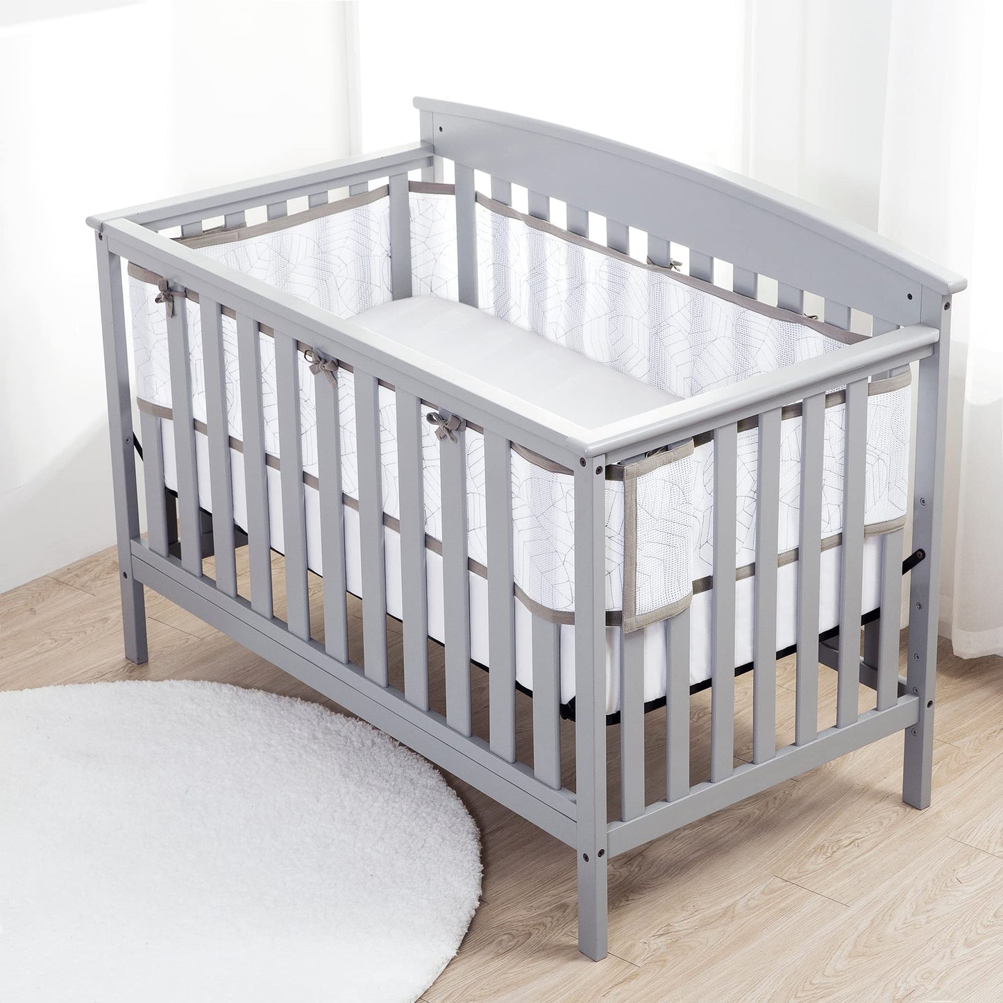 Breathablebaby Breathable Mesh Liner For Full-Size Cribs, Deluxe 4Mm Mesh, Woodland Leaves (Size 4Fs Covers 3 Or 4 Sides)