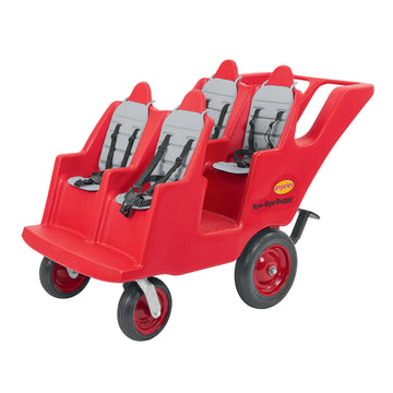 Angeles Bye Bye Buggy 4 Passenger Stroller, Sturdy Daycare Stroller with Fat Tires, Easy-to-Fasten Safety Buckles, Parking Brake