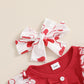 Rtnnsbbfcm Newborn Baby Girl Valentine'S Day Outfit Long Sleeve Ribbed Romper Heart Print Pants Headband 3Pcs Set (Red Heart, 6-