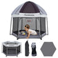 Pamo Babe Baby Playpen with Sun Protection Canopy - Indoor & Outdoor Play Yard for Babies and Toddlers - Baby Tent with Zipper D