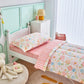 Joyreap 4 Piece Cotton Toddler Bedding Set For Girls, Pink Flowers Design, Soft N Breathable Cotton Toddler Comforter Set, Inclu