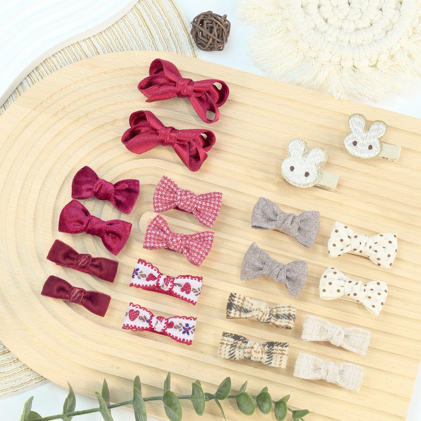 Weenkilly Baby Hair Clips, 10 Pcs 2' Fully Lined Cotton Blend Hair Bows For Babies, Toddlers & Little Girls (Red)
