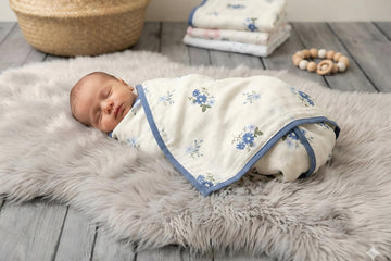 Celina Polka Baby Muslin Swaddle Wrap for Newborns, Floral Print, Skin Friendly, 100x100 cm, 06 Months