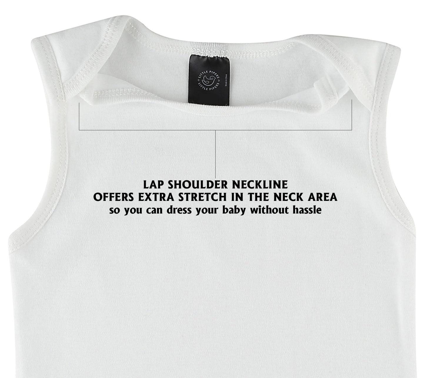 Little Pipers Baby Soft Natural Cotton White Undershirts Bodysuits (White Sleeveless (3Pk), 12-18 Months)