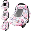 Floral Baby Carseat Cover Girls, Pea Pod Infant Car Seat Covers Canopy for Newborn with 2 Layers Windows of Breathable Mesh/Fabr