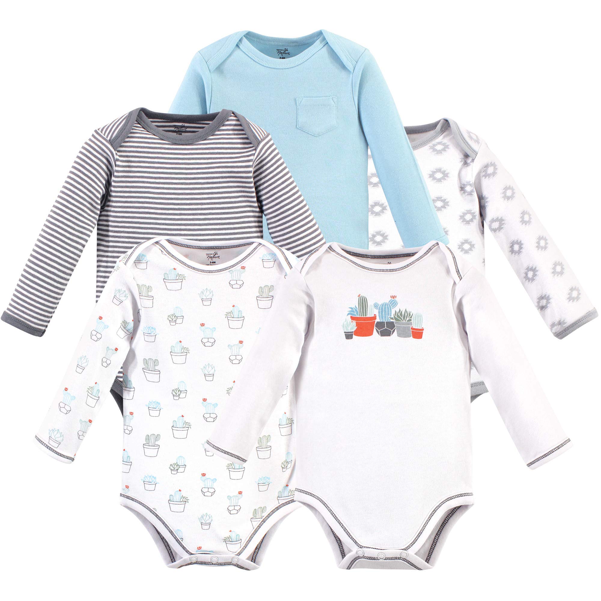 Touched By Nature Baby Organic Cotton Long-Sleeve Bodysuits, Cactus, 1 – Cutebab WBBAPB07YCL3DHQ