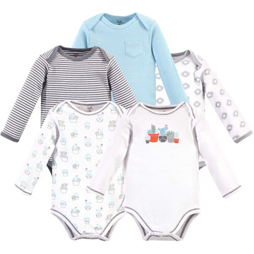Touched By Nature Baby Organic Cotton Long-Sleeve Bodysuits, Cactus, 18-24 Months