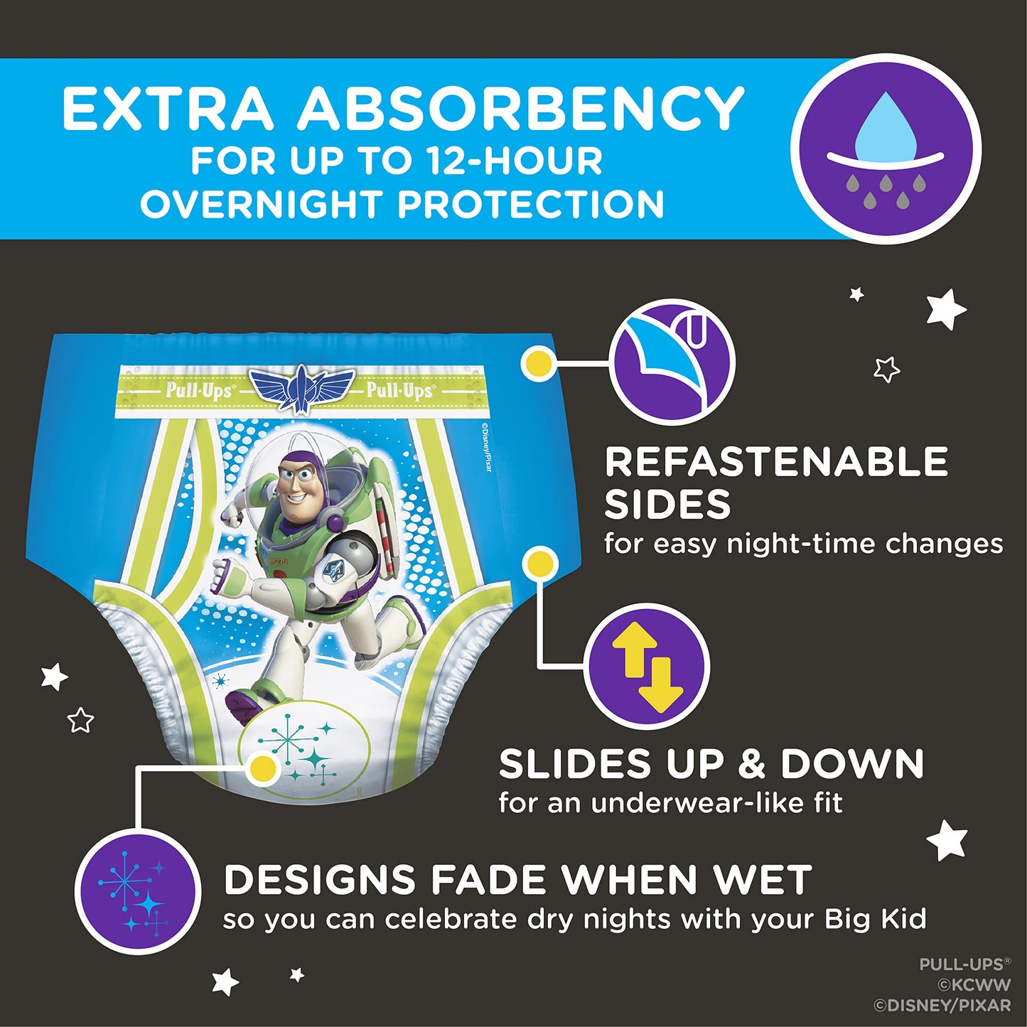 Pull-Ups Boys' Nighttime Potty Training Pants Training Underwear, 3T-4T, 18 Ct