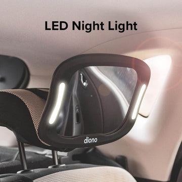 Diono Easy View Xxl Baby Car Mirror With Extra Wide View, Safety Car Seat Mirror For Rear Facing Infant With 360 Rotation, Led N