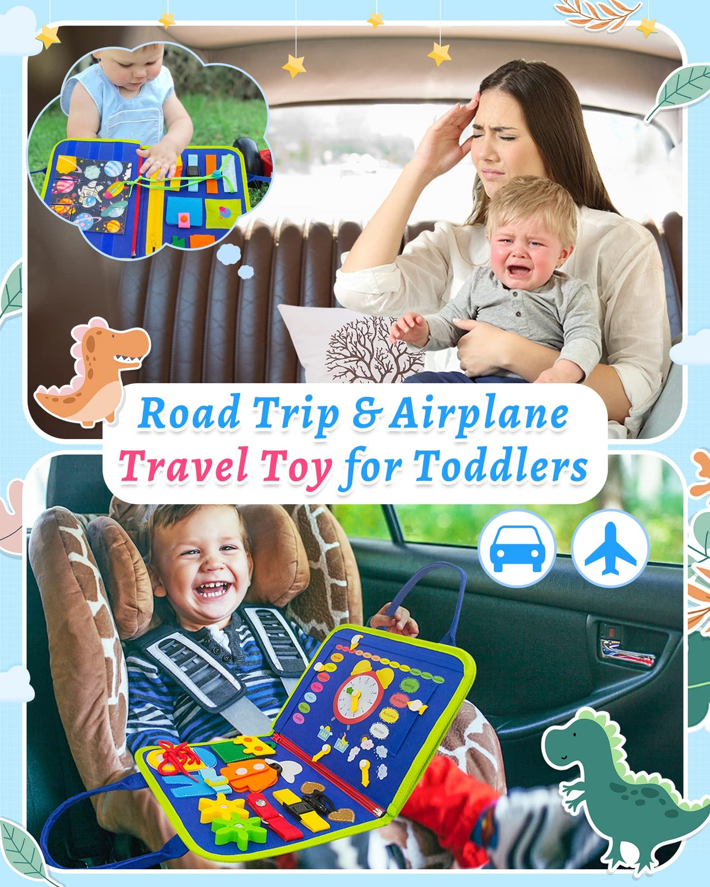 Exorany Busy Board Montessori Toys for Toddler Boys & Girls Birthday Gifts, Sensory Toys for Toddlers, Educational Travel Presch